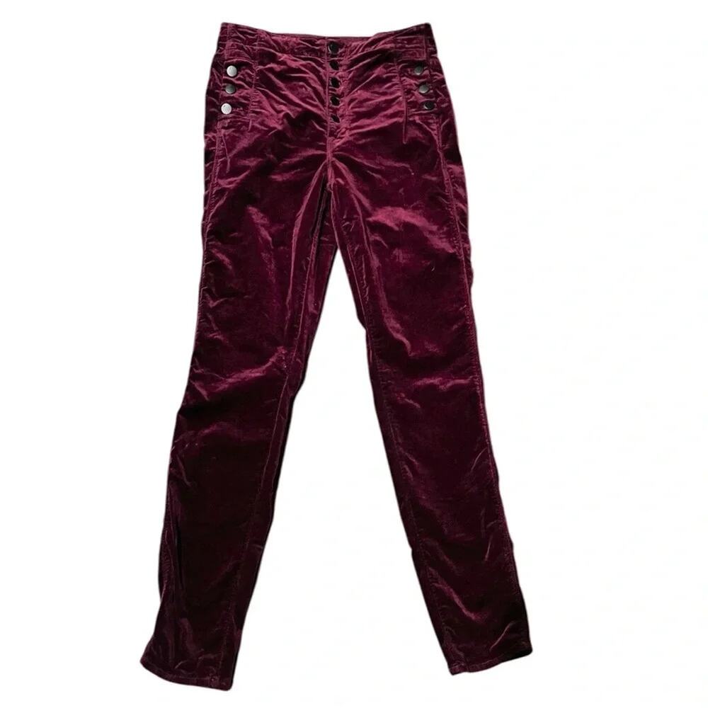 J Brand Natasha Super Skinny Velvet Jeans in Deep Mulberry Size 28 - Picture 4 of 15